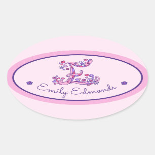 Sticker Ovale E lettre monogramme nom personnalisé id autocollan
