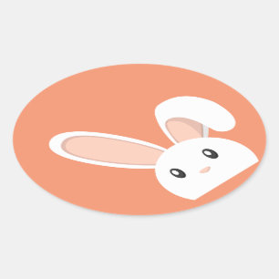 Sticker Ovale Easter Bunny peeping