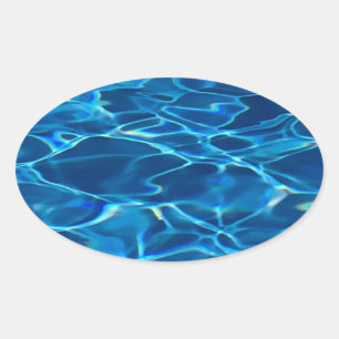 Sticker Ovale Eau de la piscine bleu foncé