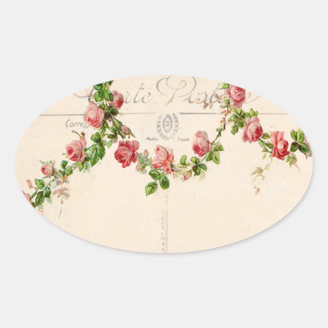 Sticker Ovale Échange rose français (Devant)