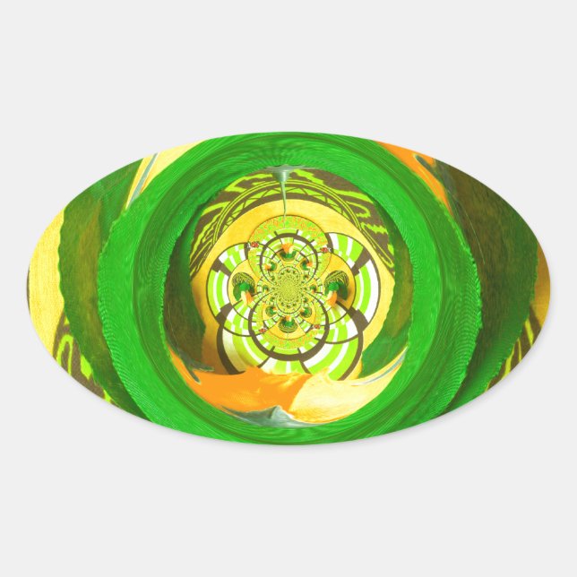 Sticker Ovale Elégance d'or : Beau art rose jaune africain (Devant)