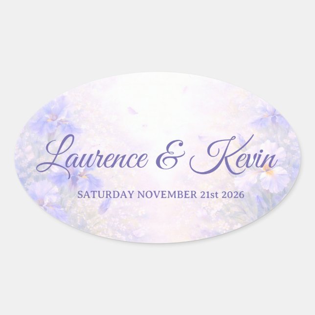 Sticker Ovale Elegant Botanical Wedding (Vorderseite)