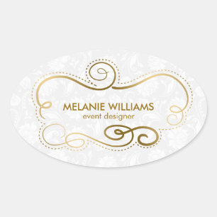 Sticker Ovale Elégant cadre Tourbillonnant aux tons or