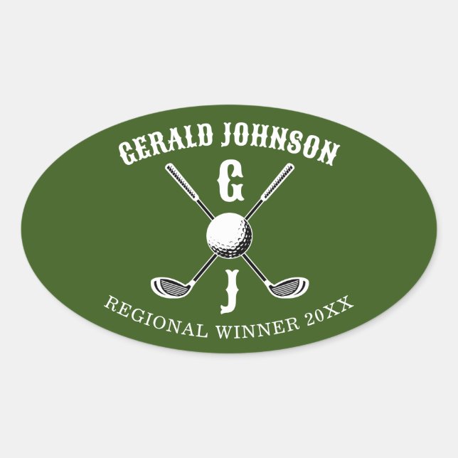 Sticker Ovale Elegant Golf Monogr... (Devant)