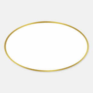 Sticker Ovale Elégant Modèle frontière blanc et or