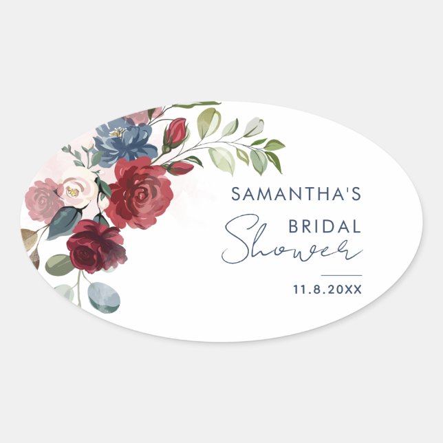 Sticker Ovale Élégante aquarelle florale écriture mariage (Devant)