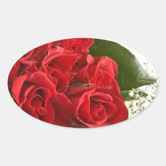 STICKER OVALE ÉLÉGANTE BÂTISSERIE ROSE ROSE ROSE ROUGE (Devant)