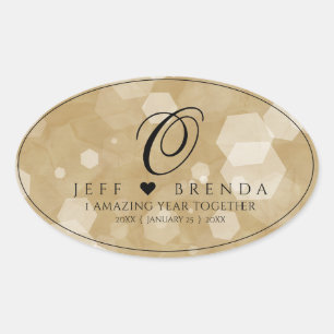 Sticker Ovale Élégante fête du 1er anniversaire du Mariage de pa
