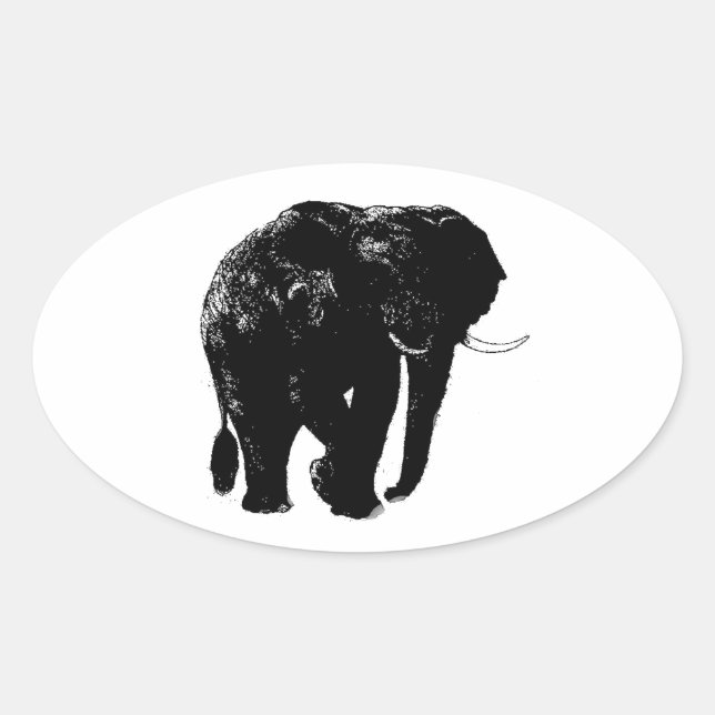 Sticker ovale éléphant (Devant)