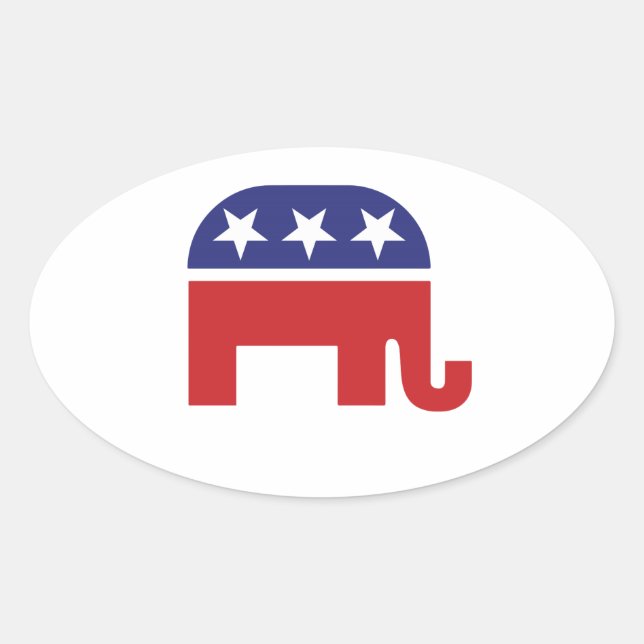 Sticker Ovale Eléphant républicain d'origine (Devant)