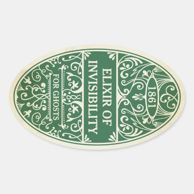Sticker Ovale Élixir verte d'autocollant de breuvage magique (Devant)