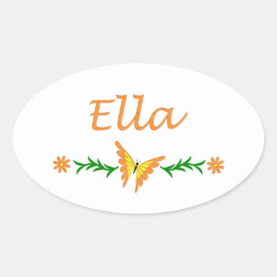 Sticker Ovale Ella (Papillon orange)