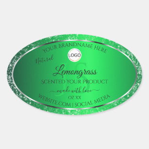 Sticker Ovale Emerald Green Logo Initiales Parties scintillant É