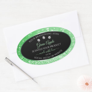 Sticker Ovale Emerald Green Parties scintillant Black Produit Di