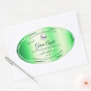 Sticker Ovale Emerald Green Parties scintillant Produit Étiquett