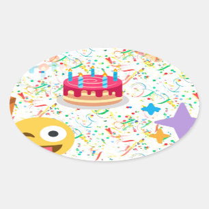 Sticker Ovale emoji anniversaire heureux