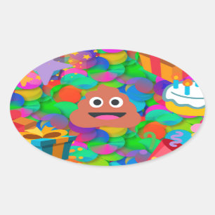 Sticker Ovale emoji joyeux pod'anniversaire