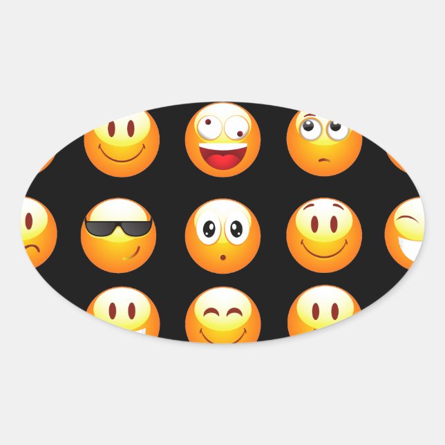 Sticker Ovale emojis noir (Devant)