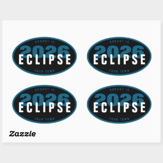 Sticker Ovale Emplacement de surveillance de l'éclipse de 2026 p