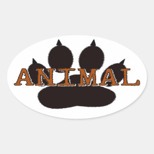 Sticker Ovale Empreinte de patte d'animal noir