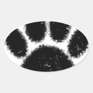 Sticker Ovale Empreinte de patte De Chien Rough Et Distressed