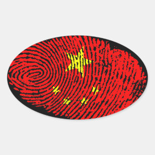 Sticker Ovale empreinte digitale chinoise