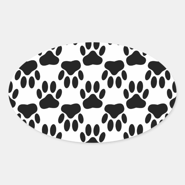 Sticker Ovale Empreintes de pattes de chiens haut et bas (Devant)