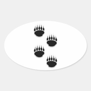 Sticker Ovale Empreintes de pattes de l'ours noir