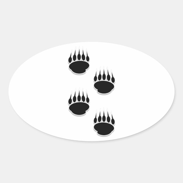 Sticker Ovale Empreintes de pattes de l'ours noir (Devant)