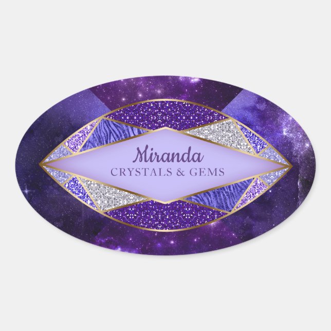 Sticker ovale en pierre de cristal Gem Galaxy 2 (Devant)