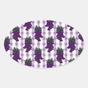 Sticker Ovale En vichy raisins