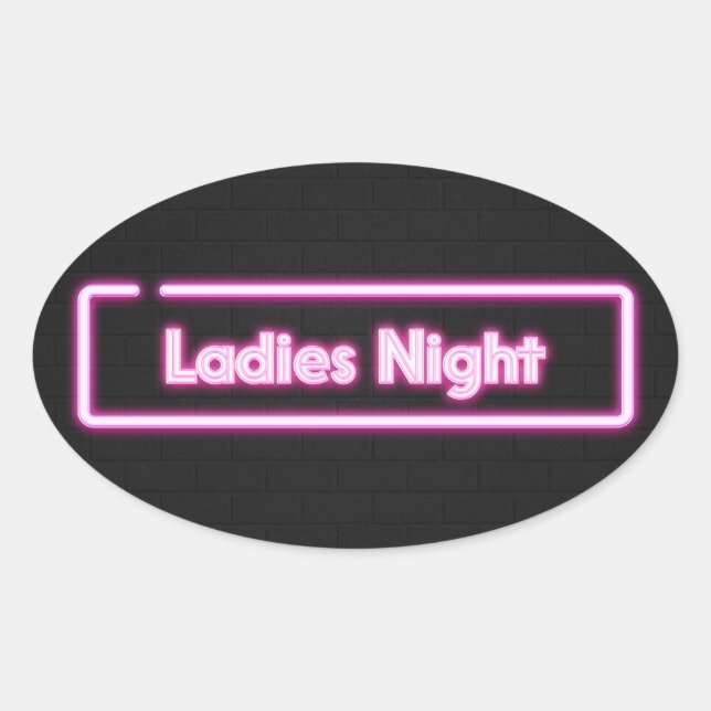 Sticker Ovale Enseigne LED néon Soirée Dames    (Devant)