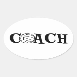 Sticker Ovale Entraîneur de volleyball