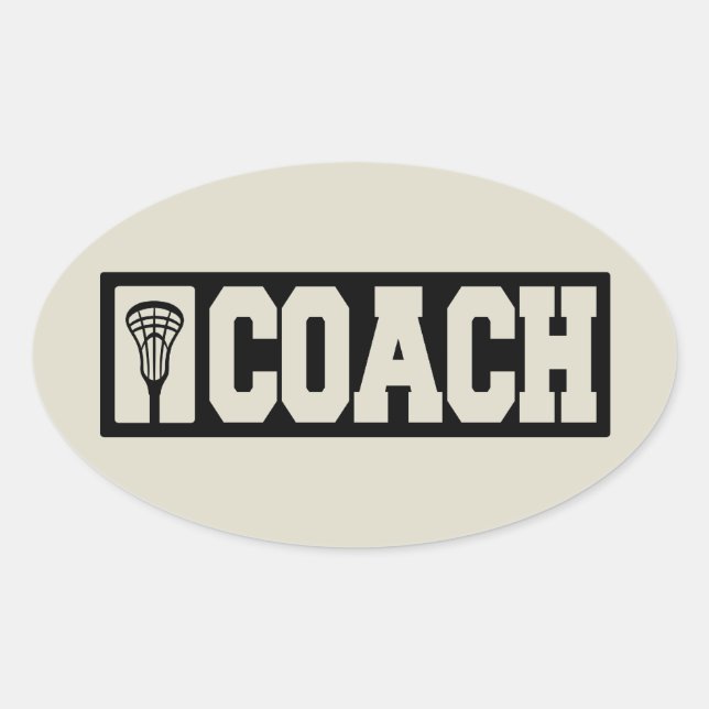 Sticker Ovale Entraîneur - Lacrosse (Devant)
