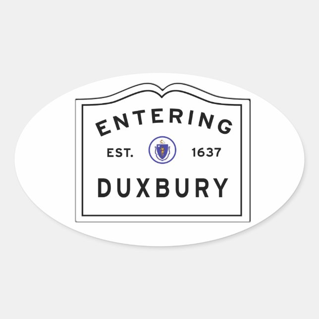 Sticker Ovale Entrée de la ville de DUXBURY MA (Devant)