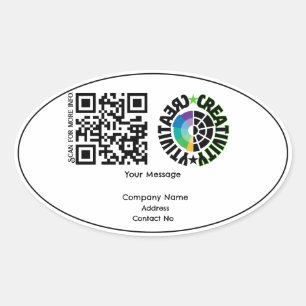Sticker Ovale Entreprise cadeau QRcode avec personnalisation BG