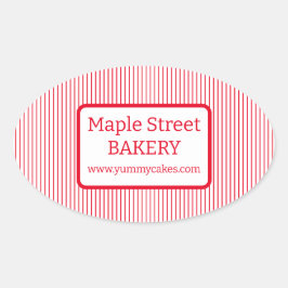 Sticker Ovale Entreprise de Boulangerie Rétro Rouge Rayures
