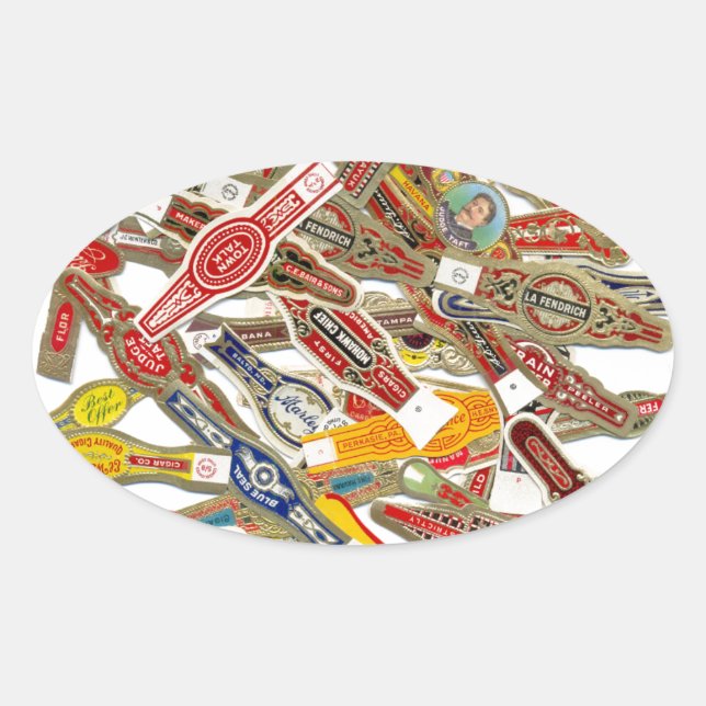 Sticker Ovale Enveloppeurs à anneaux de cigar (Devant)