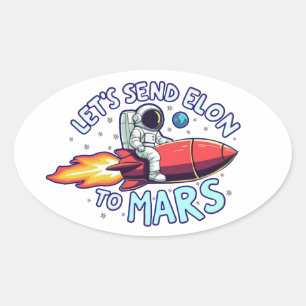 Sticker Ovale Envoie Elon à l'Autocollant Oval de Mars