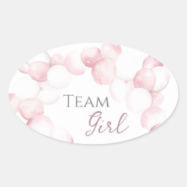 Sticker Ovale Équipe fille arc rose aquarelle Révélation de genr