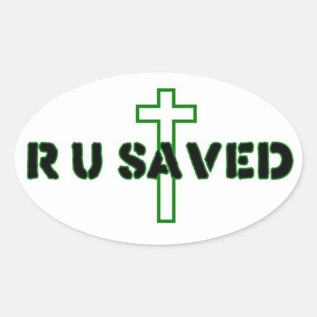 Sticker Ovale Es-tu sauvé ? (Devant)