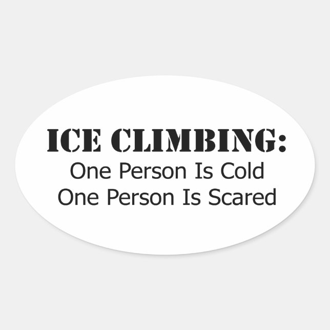 Sticker Ovale Escalade de glace - Froid, Peur (Devant)