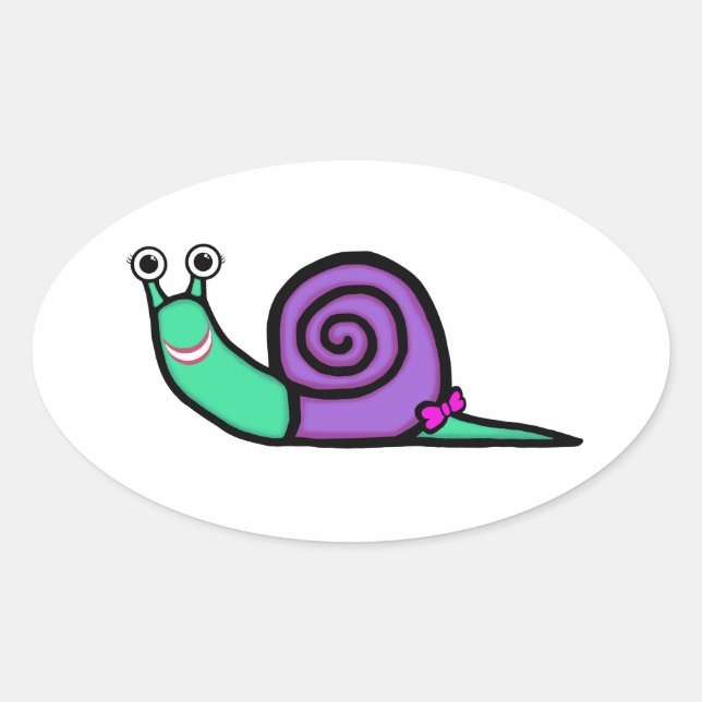Sticker Ovale Escargot de fille (Devant)
