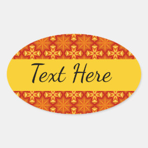 Sticker Ovale Étoile, feu, croix, motif orange et jaune