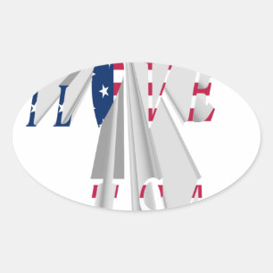 Sticker Ovale Étoile : Graphic I Love USA Design