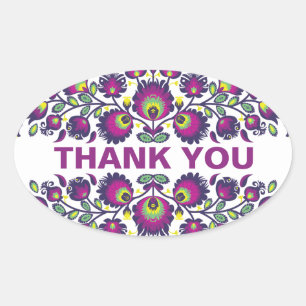 Sticker Ovale 🤩 💜 étonnant Polish Folk Wycinanki