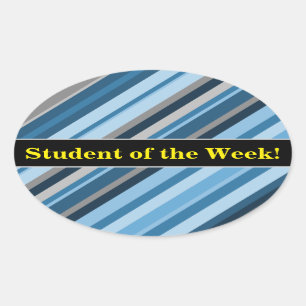 Sticker Ovale "Étudiant de la semaine !" + Bleu et Gris