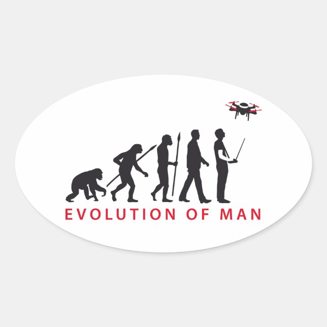 Sticker Ovale évolution de l'homme contrôlant le drone (Devant)