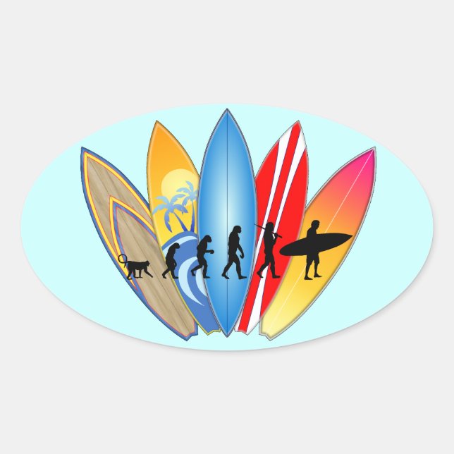 Sticker Ovale Évolution du surf (Devant)