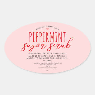 Sticker Ovale Fabriqué Maison Avec Amour Pepperment Sugar Scrub 